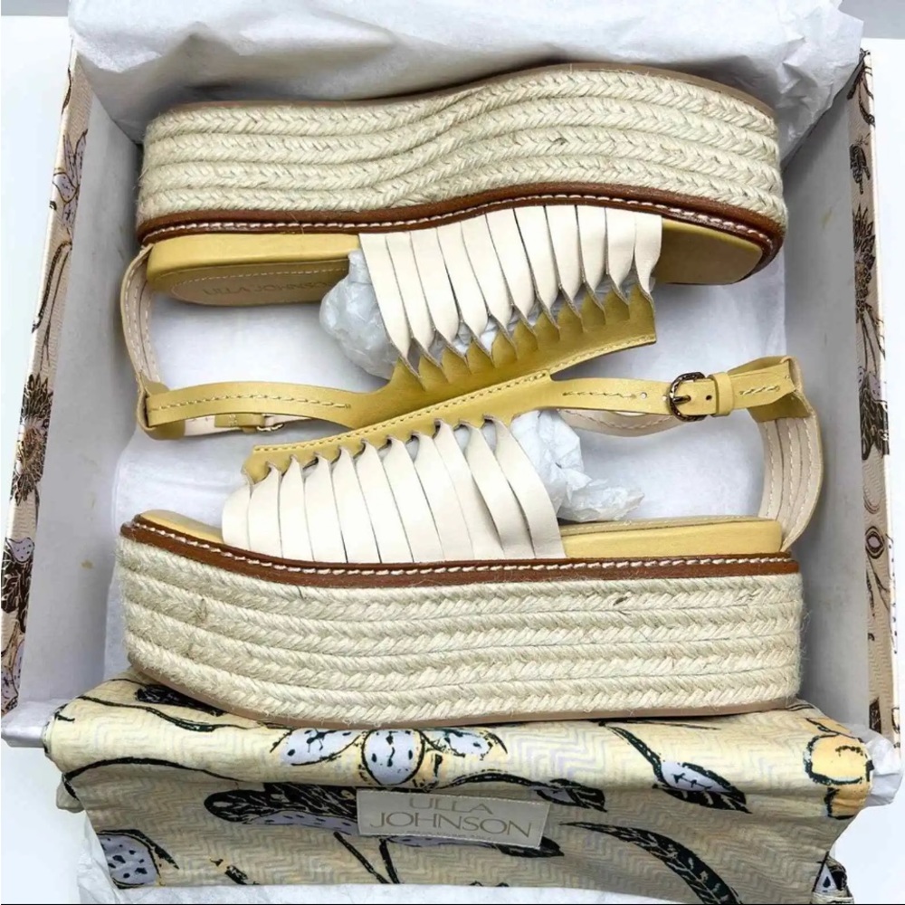 ULLA JOHNSON Valencia Twisted Contrast Flatform Sandals Sand 37 $690 - Picture 9 of 10